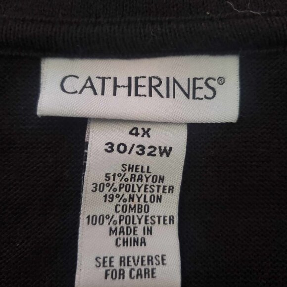 Catherines 4X Asymmetrical Button Tunic – Black w/ Houndstooth Hem, 30/32W - Picture 2 of 2